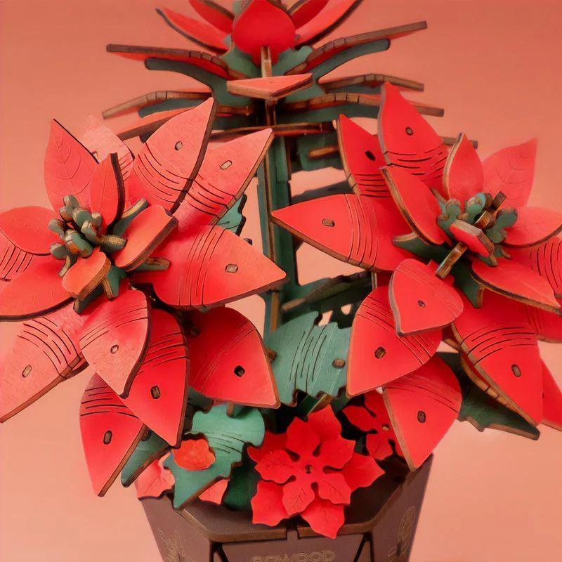 Flor de Nochebuena / Corona del Inca Poinsettia - Maqueta de Madera DIY (Rowood)-2