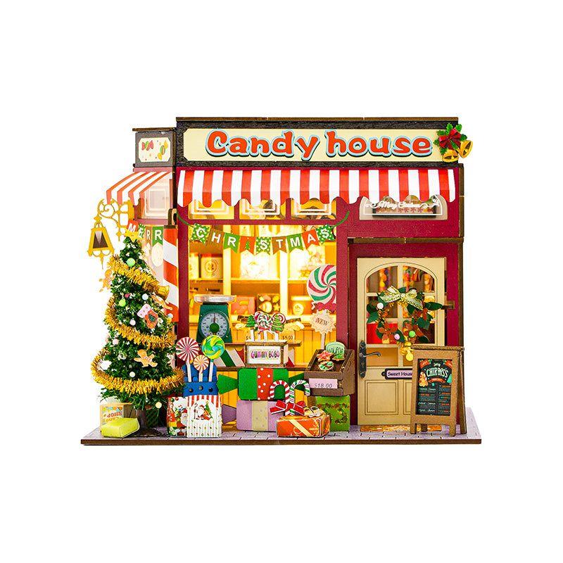 Casa de Dulces Navideña - Candy House Miniatura DIY con Luz (Hongda PC2502)-0