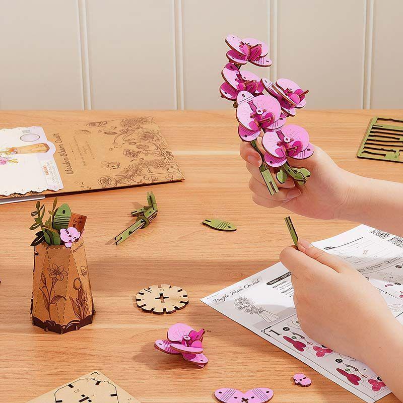 Orquídea Púrpura Phalaenopsis - Ramo de Madera DIY de Elegancia Eterna (Rolife)-2