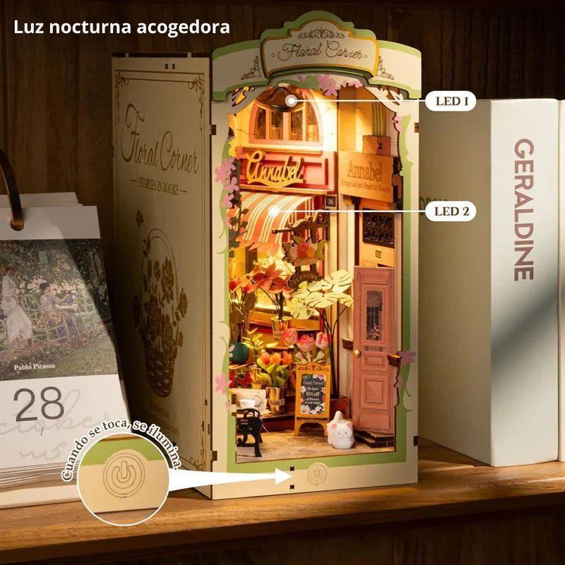 Booknook 3D "Floral Corner" - Rincón Floral para Armar con Luz Táctil (Rolife)-6