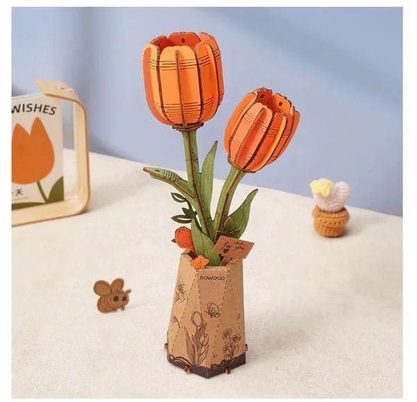 Tulipan Naranjo Flor de Madera-2