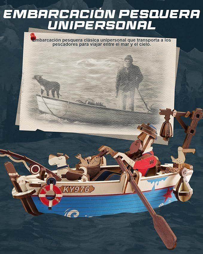 Puzzle 3D Péndulo "Ocean Fisher" - Maqueta Cinética para Armar (Rokr)-3