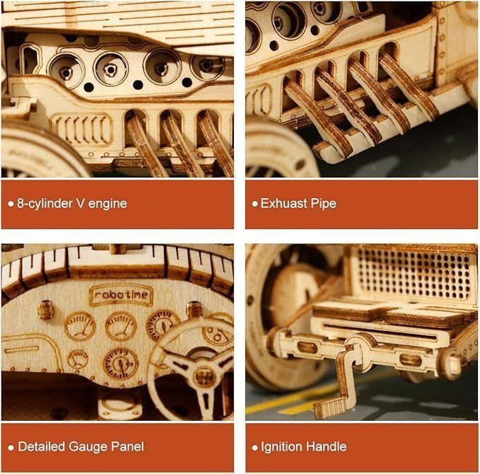 Grand Prix Car V8 - Rompecabezas 3D - Maqueta de Madera Rolife-2