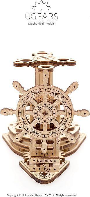 Portalápices Timón de Barco - Maqueta Mecánica de Madera (Ugears)-4