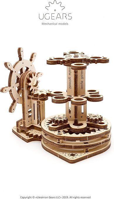 Portalápices Timón de Barco - Maqueta Mecánica de Madera (Ugears)-7