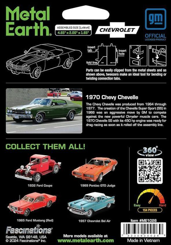 Chevy Chevelle 1970 (Muscle Car) - Maqueta 3D de Metal (Metal Earth)-4