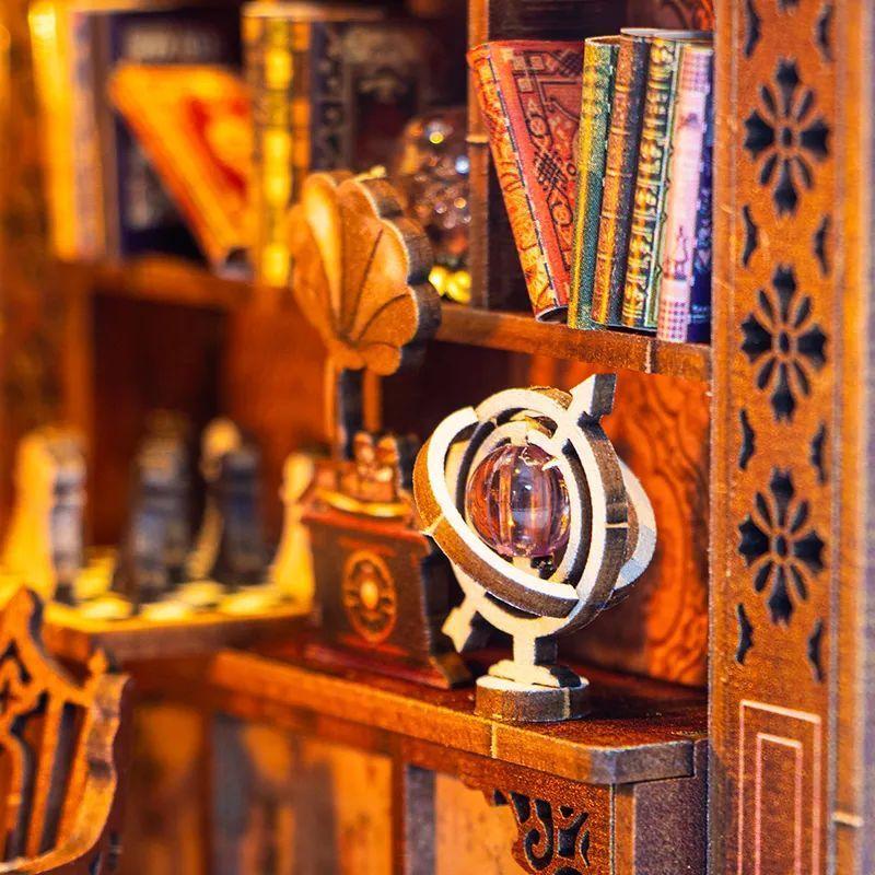 Book Nook Biblioteca Magica - Diorama 3D de Madera con Luz DIY (Hongda)-5
