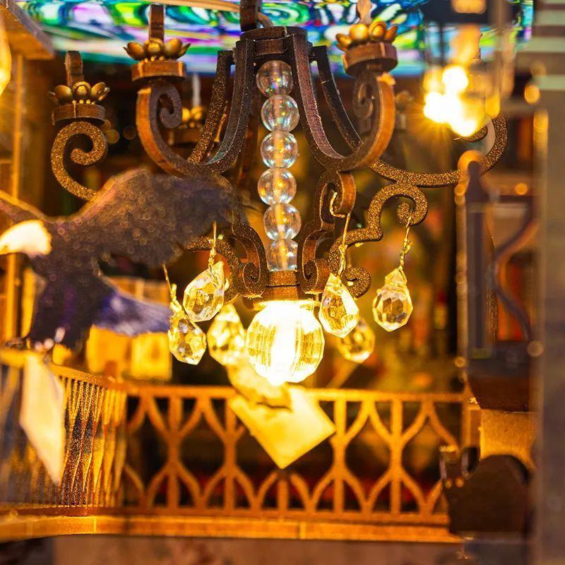 Book Nook Biblioteca Magica - Diorama 3D de Madera con Luz DIY (Hongda)-6