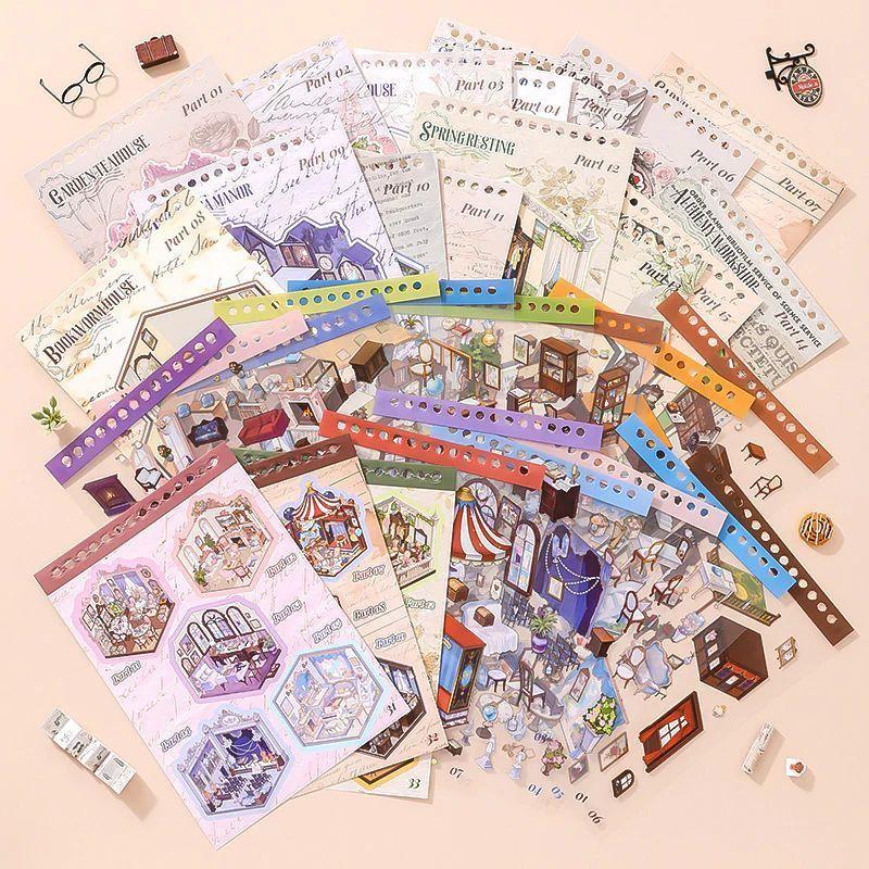 Libreta De Stickers Coreanos 15 Mini Escenas 3d Simno, modelo Ambiente Interior-2