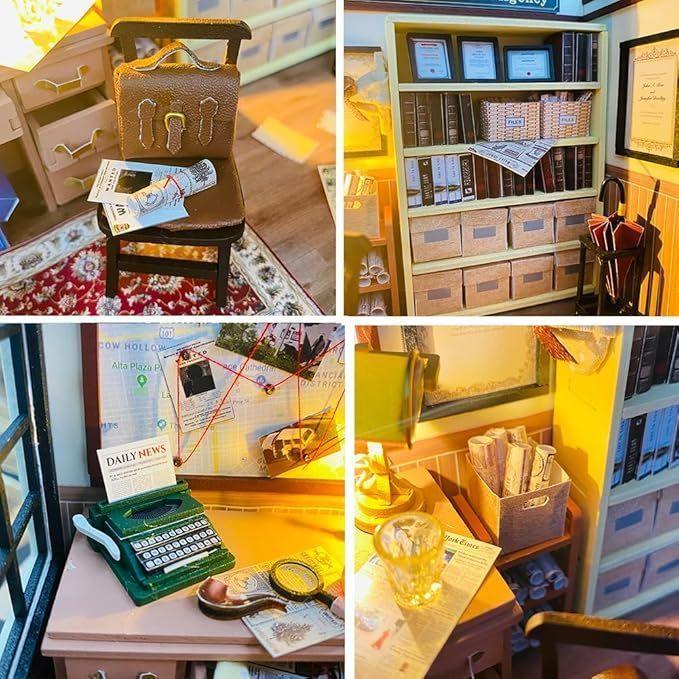 Casa Miniatura DIY “Agencia de Detectives” – Oficina Vintage con Luces LED-2