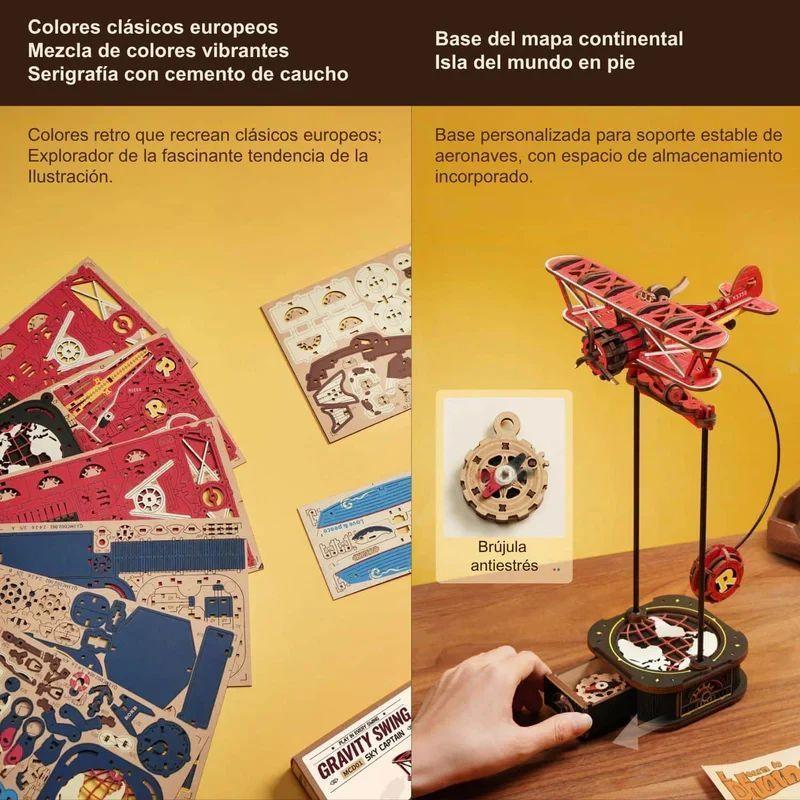 Puzzle 3D Péndulo "Sky Captain" - Maqueta Cinética para Armar (Rokr)-4