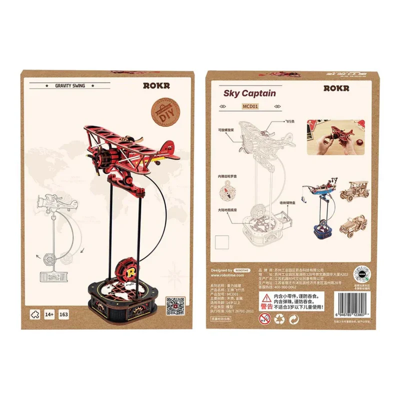 Puzzle 3D Péndulo "Sky Captain" - Maqueta Cinética para Armar (Rokr)-5