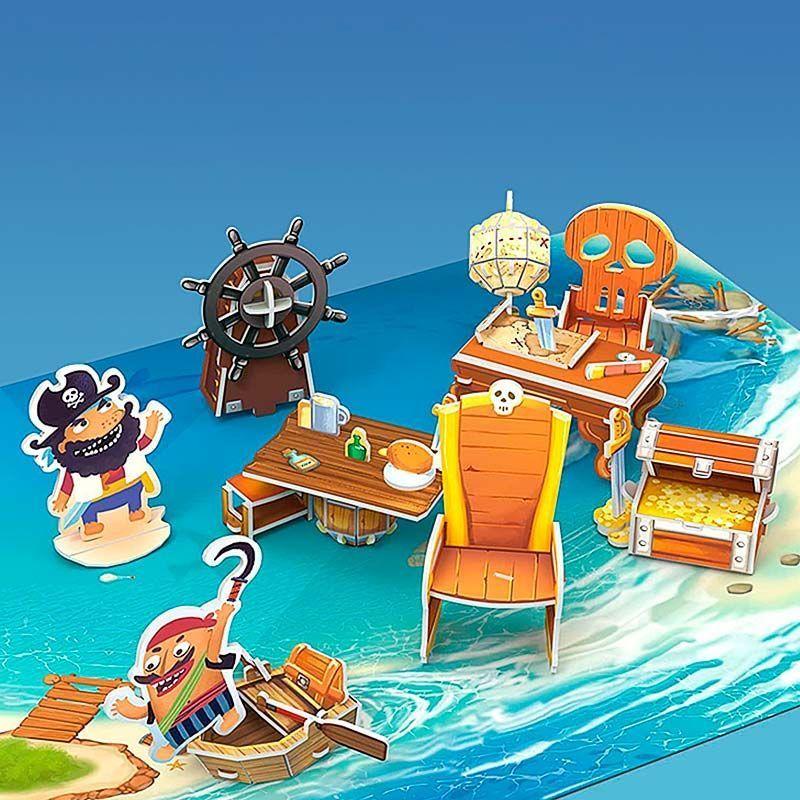 Barco Pirata Barba Negra armable Rompecabezas 3D Cubicfun-2