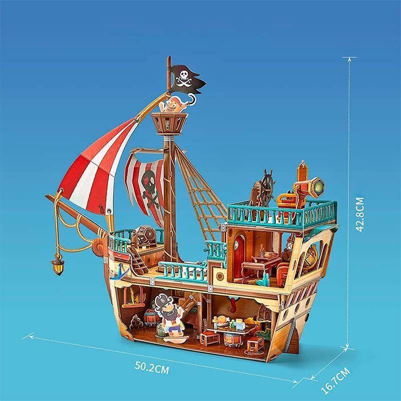 Barco Pirata Barba Negra armable Rompecabezas 3D Cubicfun-3
