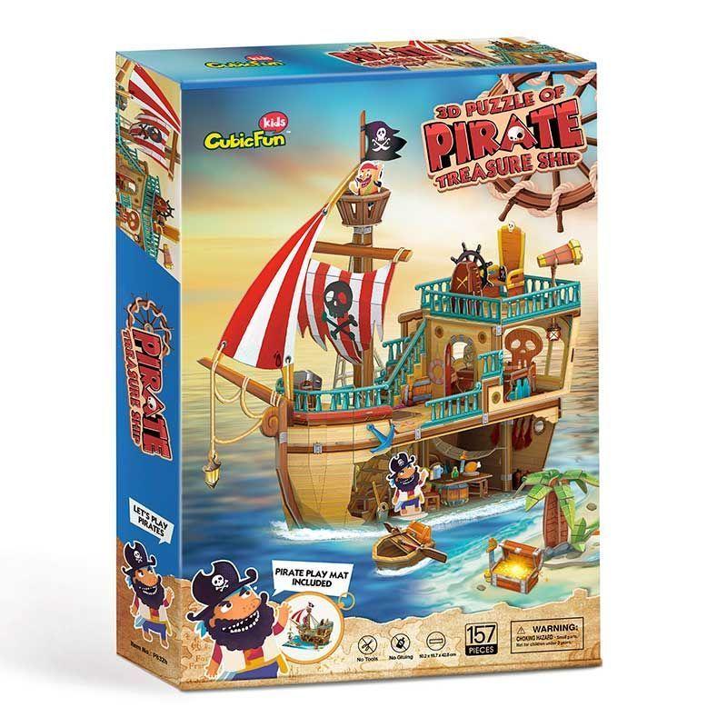 Barco Pirata Barba Negra armable Rompecabezas 3D Cubicfun-4