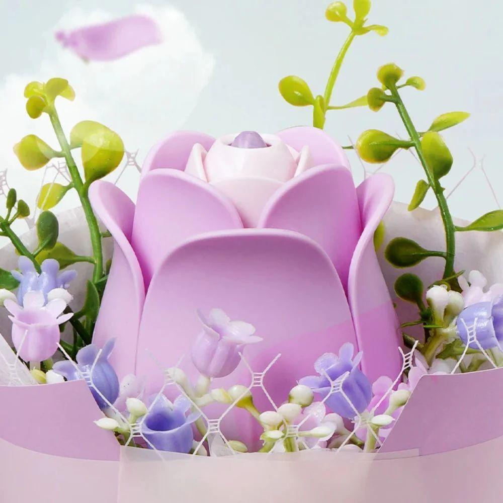 Mini Ramo de Rosas Púrpuras de Madera - Puzzle 3D para Armar (Rokr)-3