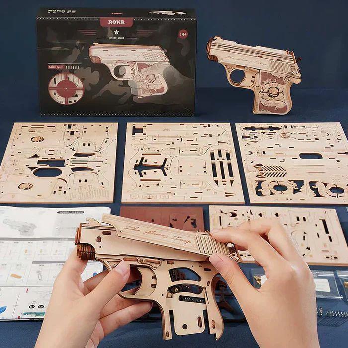 Pistola de Madera "Mini Gun" - Puzzle 3D -3