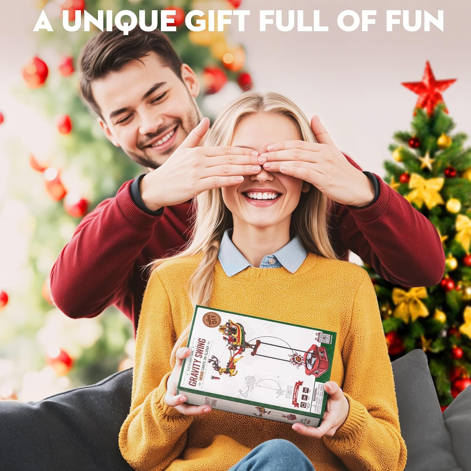 ROKR Puzzle 3D MCD05: Papá Noel en Trineo - Maqueta de Madera con Movimiento (Gravity Swing)-4