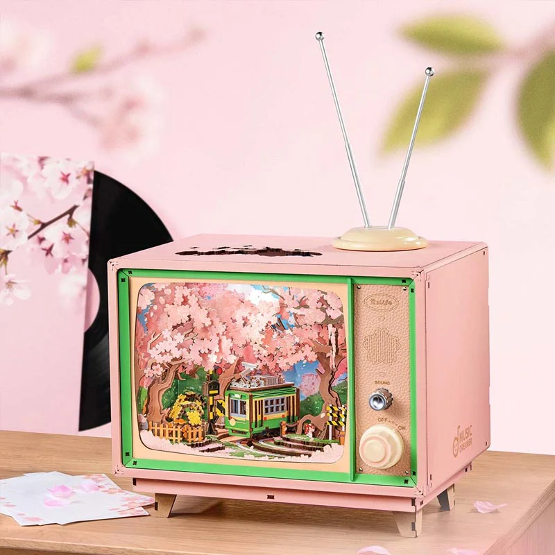 Music Box TV Retro Sakura Dreamy Tour - Caja Musical DIY (Rolife AMT02)-2