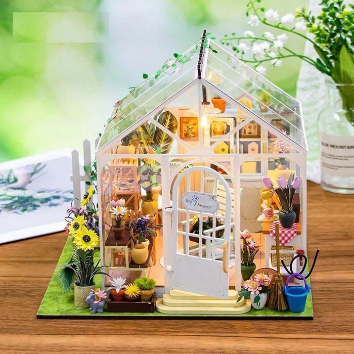 Casita Miniatura "Sunshine Flower"– Kit DIY de Invernadero con Luces LED M2421-4