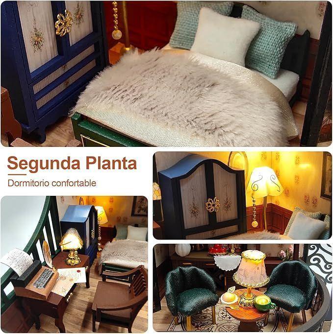 Casita Miniatura "Dream Building Pavilion" – Kit DIY con Luces LED y Diseño de 3 Pisos-2