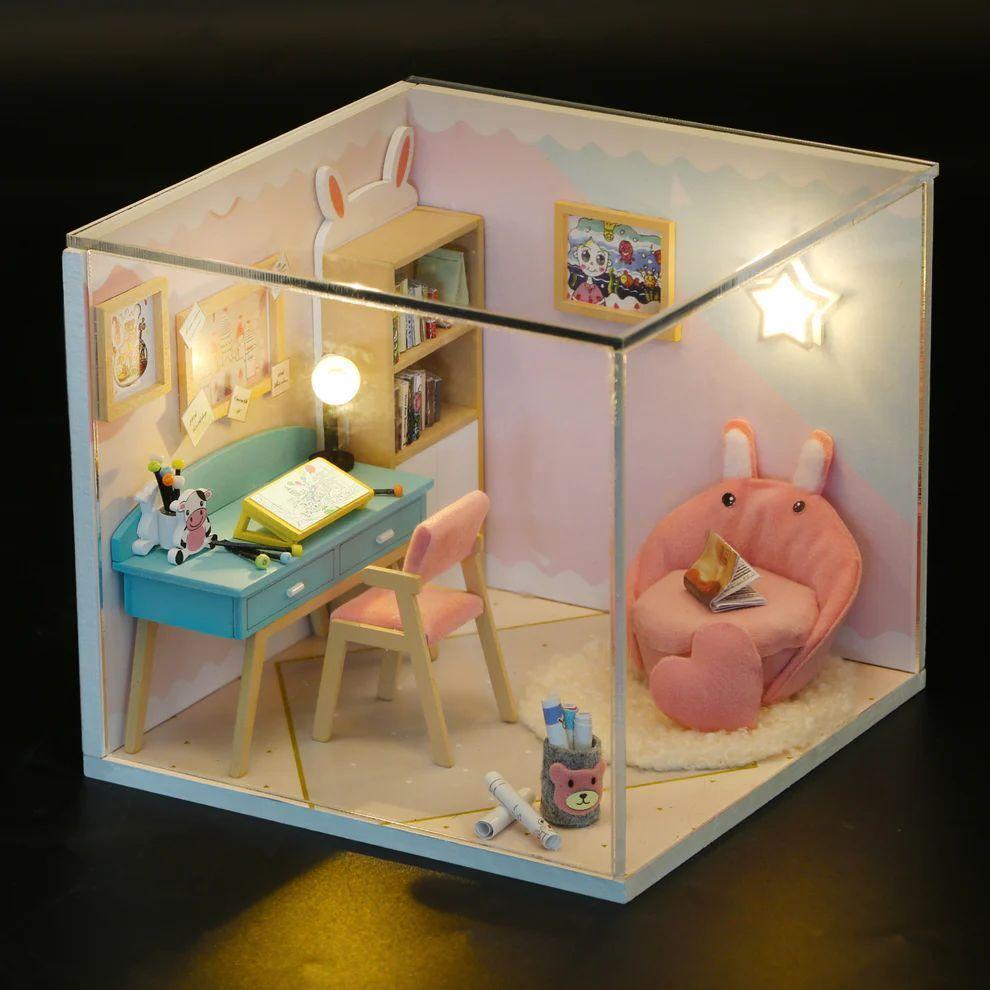 Kit de Casa de Muñecas Miniatura DIY mini house Study Room -6