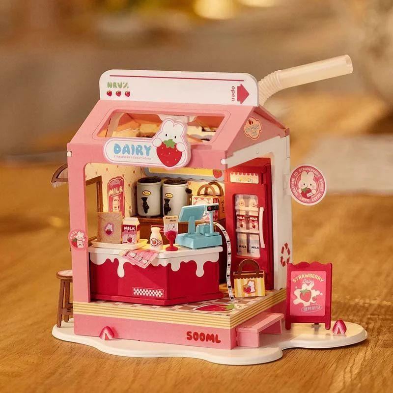 Leche con fresa - Maqueta en miniatura-3