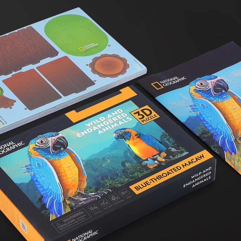 Guacamayo Garganta azul puzzle 3D Cubicfun Natgeo-3