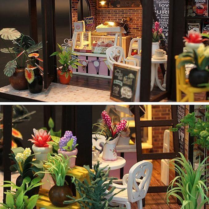 Coffee House Kit de Casa de Muñecas Miniatura DIY mini house -4