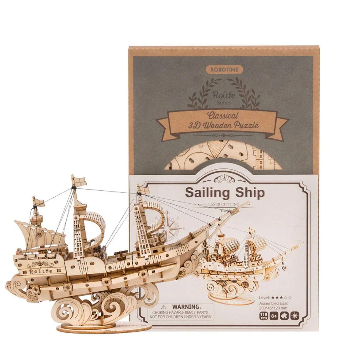 Sailing Ship - Barco de navegacion - Rompecabezas 3D - Maqueta de Madera Rolife-2