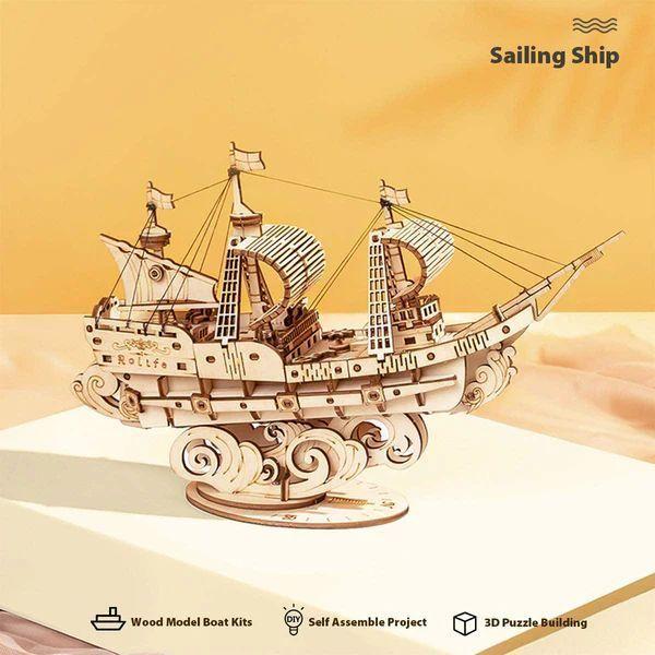 Sailing Ship - Barco de navegacion - Rompecabezas 3D - Maqueta de Madera Rolife-3