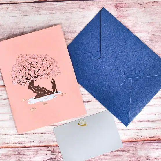 Tarjeta Pop-Up Arbol Rosado-2