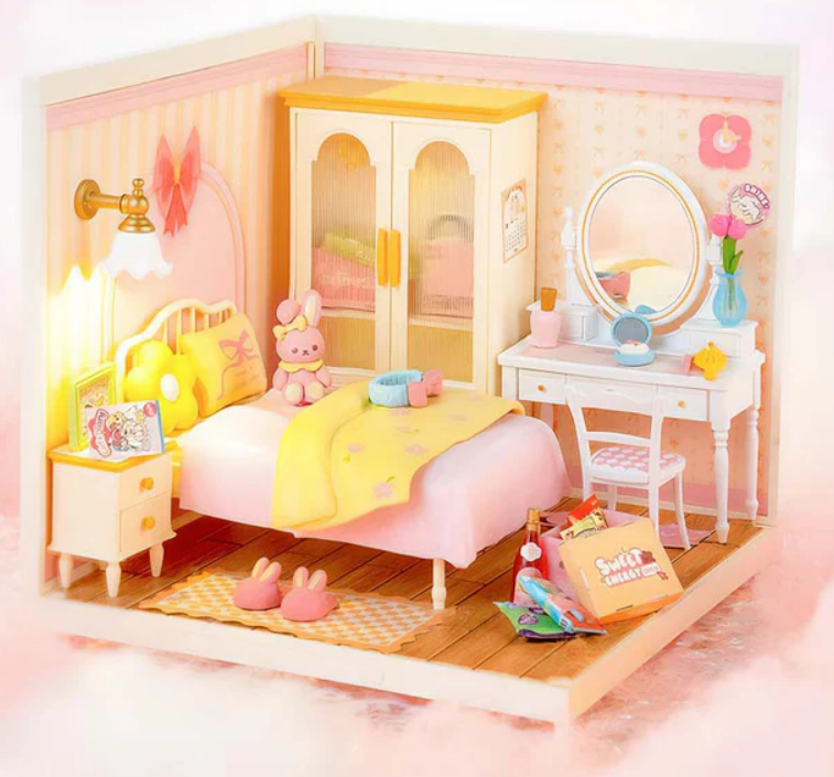 Miniatura Armable Dormitorio Rosa - Lovely Pink Bedroom DIY (Rolife)-2