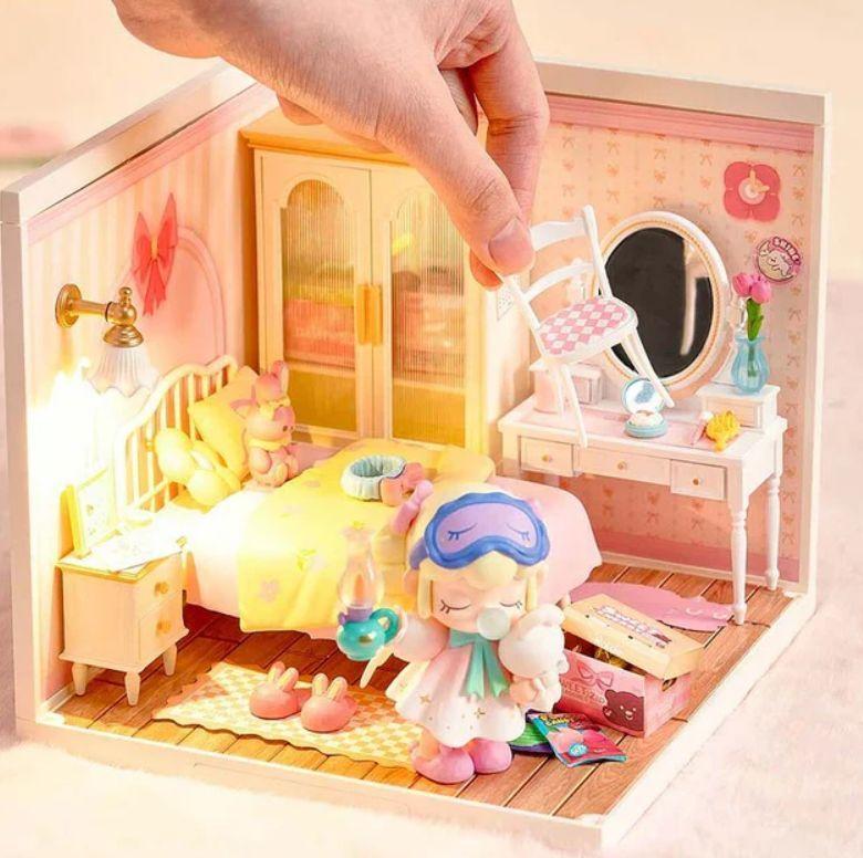 Miniatura Armable Dormitorio Rosa - Lovely Pink Bedroom DIY (Rolife)-3