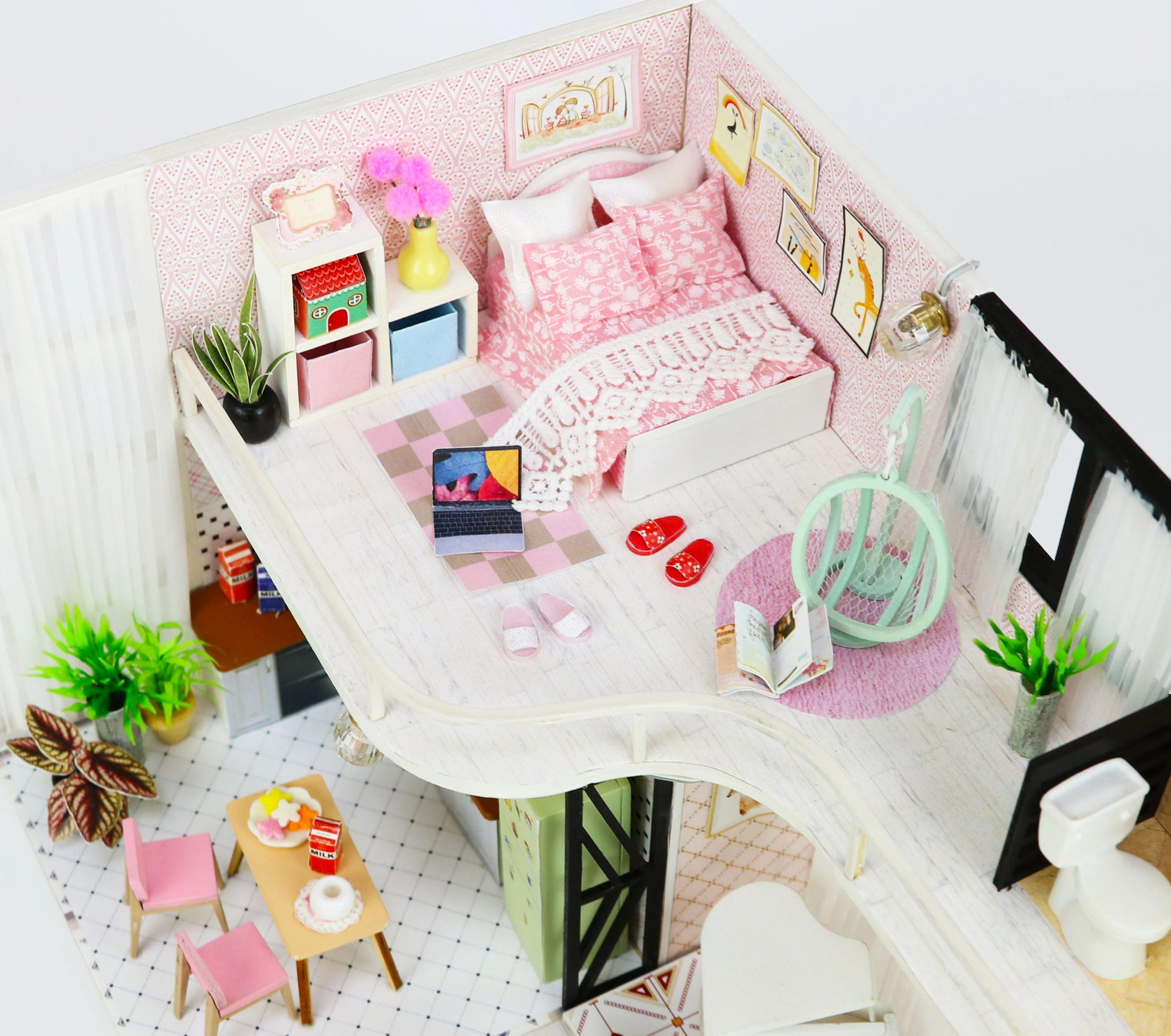 Casa Miniatura DIY “Pink Melody” – Habitación Romántica con Piano y Luces LED-2
