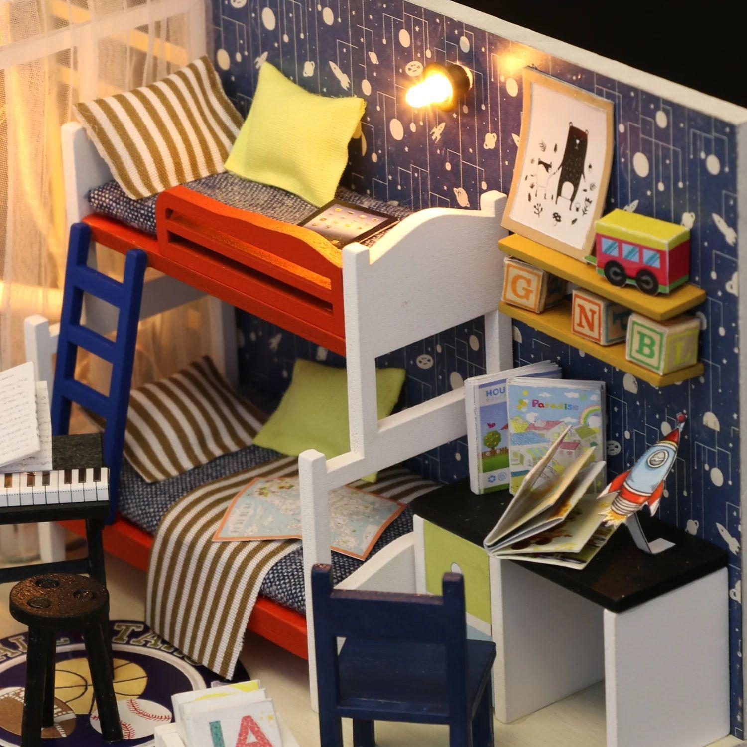 Casita Miniatura "Future Space" – Dormitorio Juvenil DIY con Luces LED -4