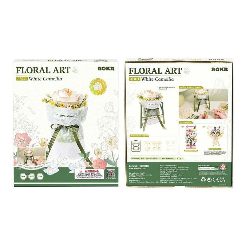 Flor de Camelia Blanca de Madera - Puzzle 3D para Armar (ROKR)-7