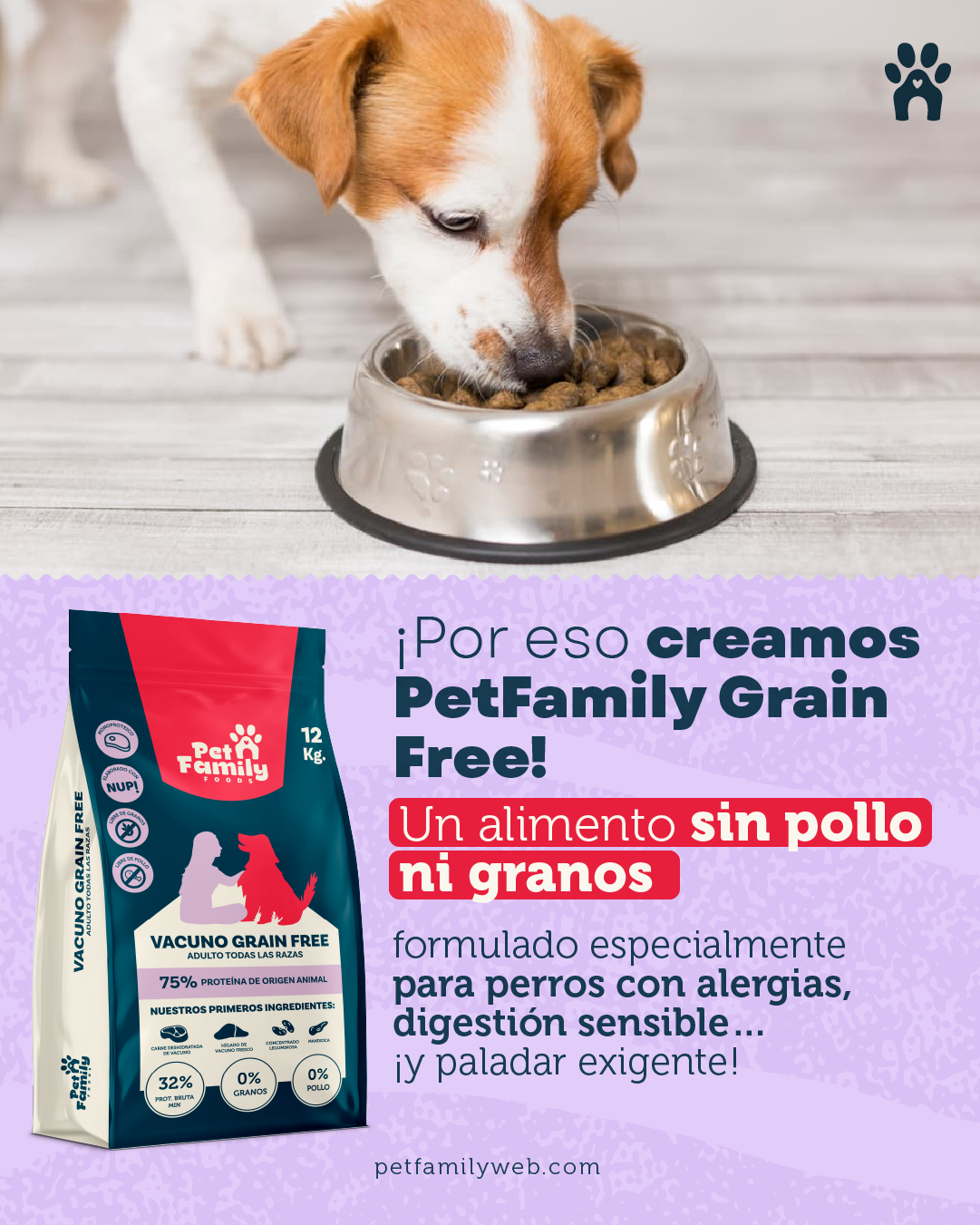 Pet Family Perro Adulto Grain Free 12 Kg con SNACK y VASITO MEDIDOS DE REGALO-2
