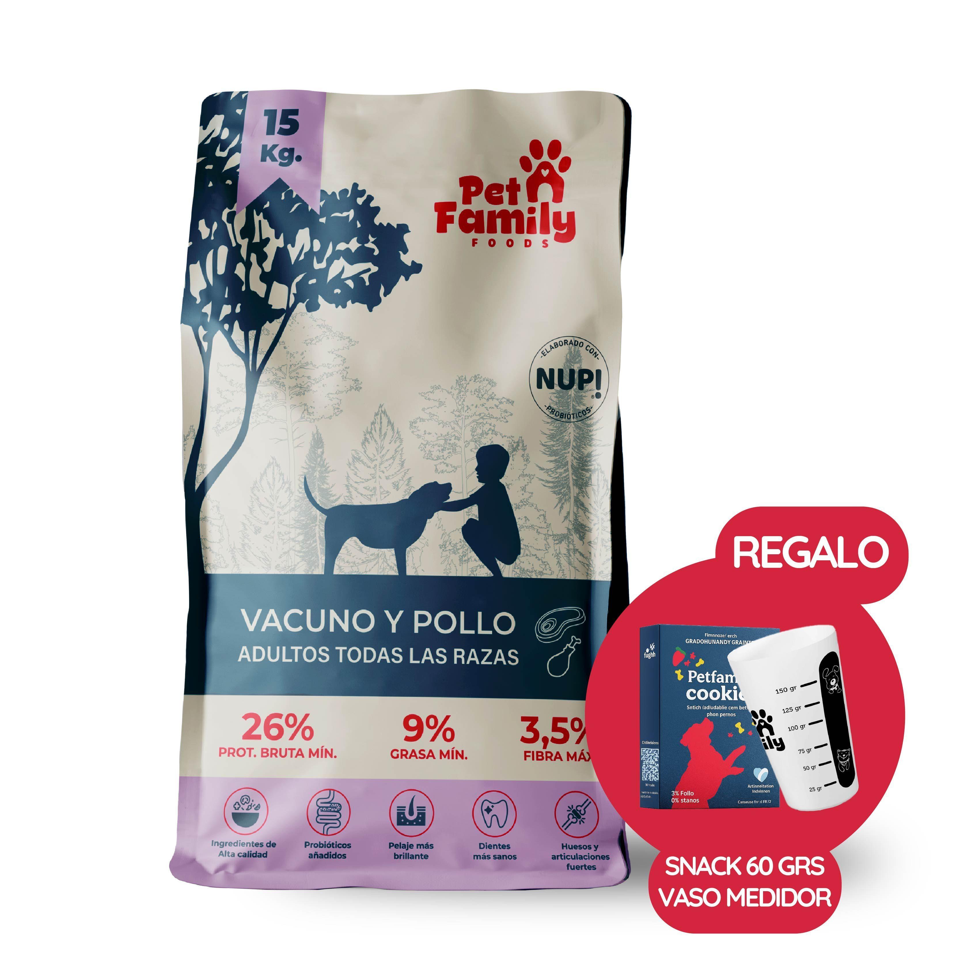 Pet Family Alimento Perro Adulto 15 Kg REGALO SNACK PET FAMILY y VASITO MEDIDOR-2