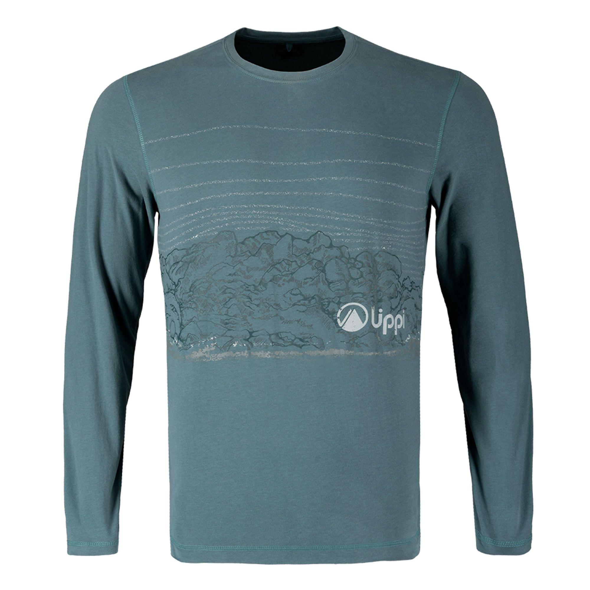 Polera Hombre Landscape Long Sleeve Cotton T-Shirt Melange Jade Lippi-0
