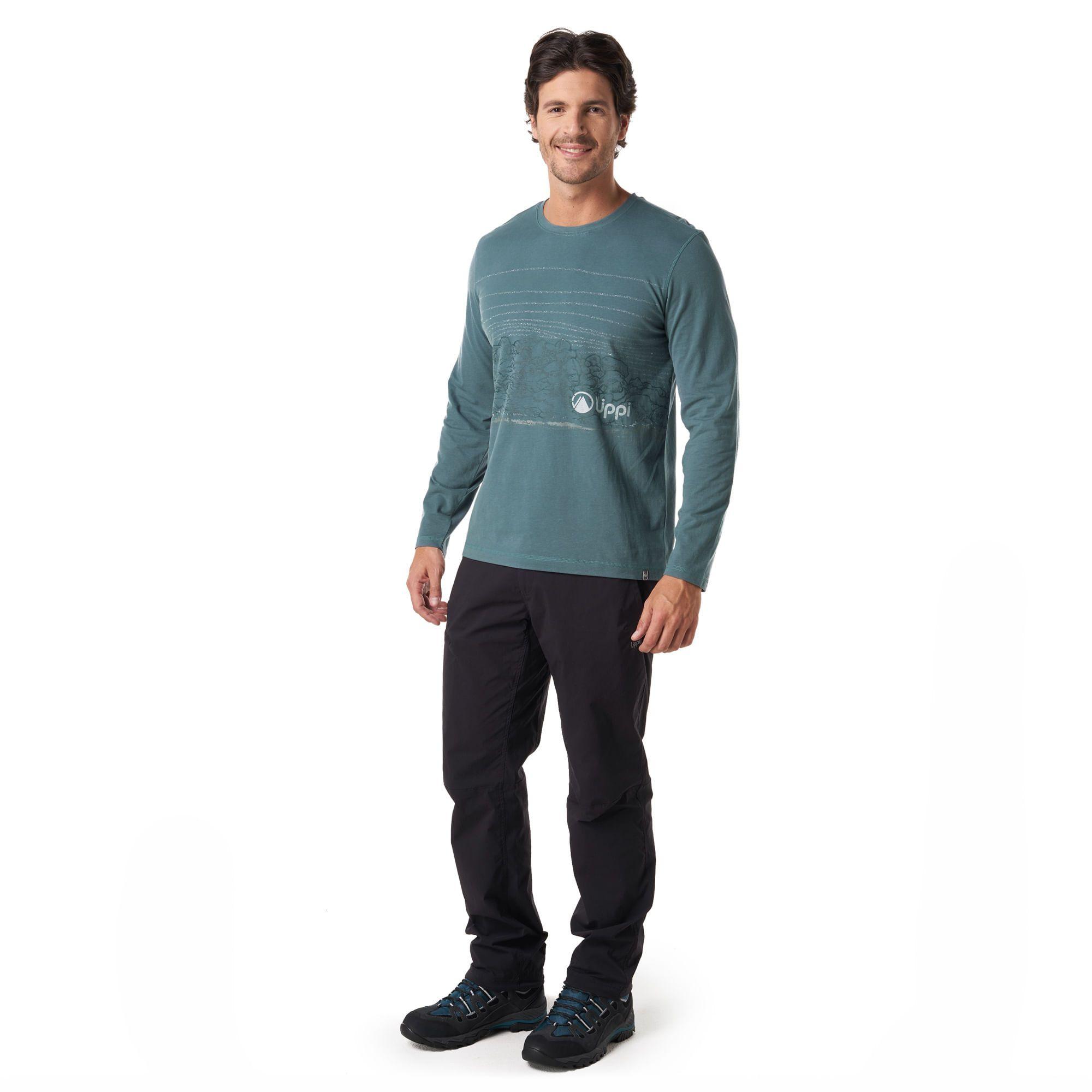 Polera Hombre Landscape Long Sleeve Cotton T-Shirt Melange Jade Lippi-1