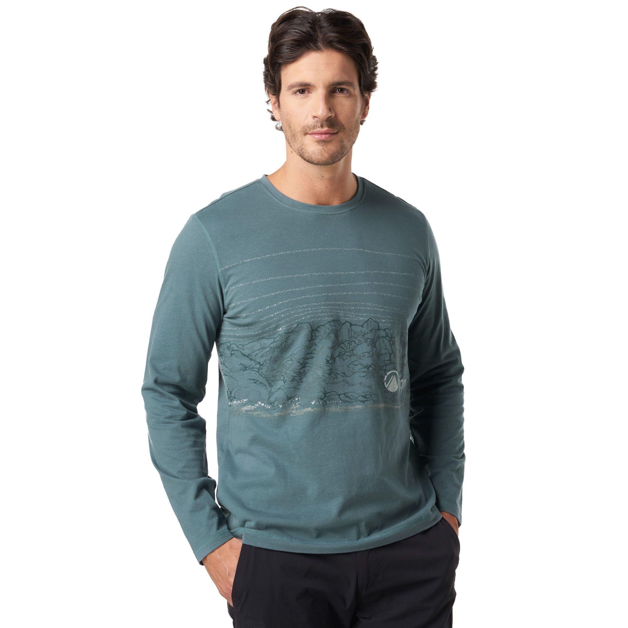 Polera Hombre Landscape Long Sleeve Cotton T-Shirt Melange Jade Lippi-2