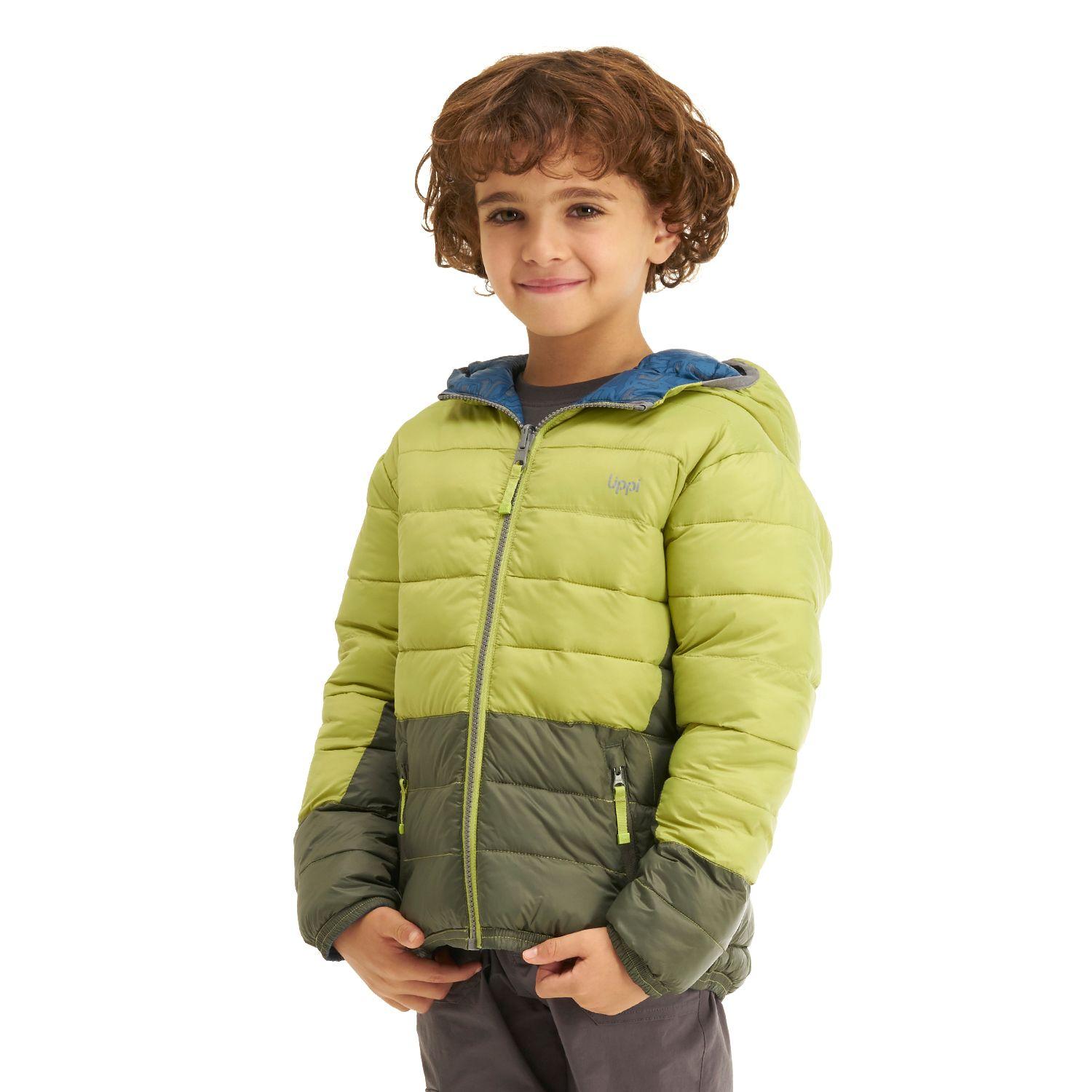 Chaqueta Niño BeWarm 2-Face Hoody Jacket Verde Manzana / Print Azul Lippi-2