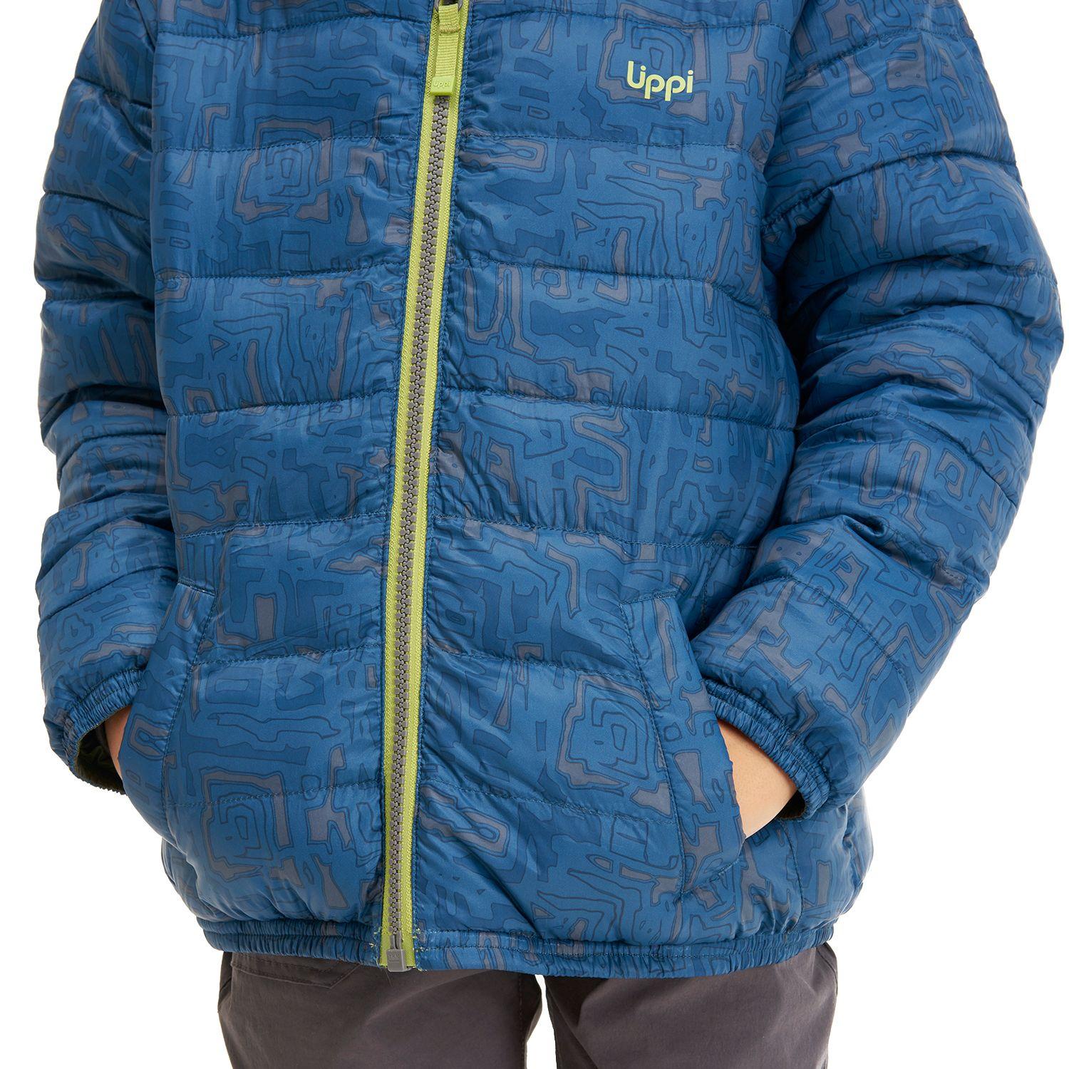 Chaqueta Niño BeWarm 2-Face Hoody Jacket Verde Manzana / Print Azul Lippi-7