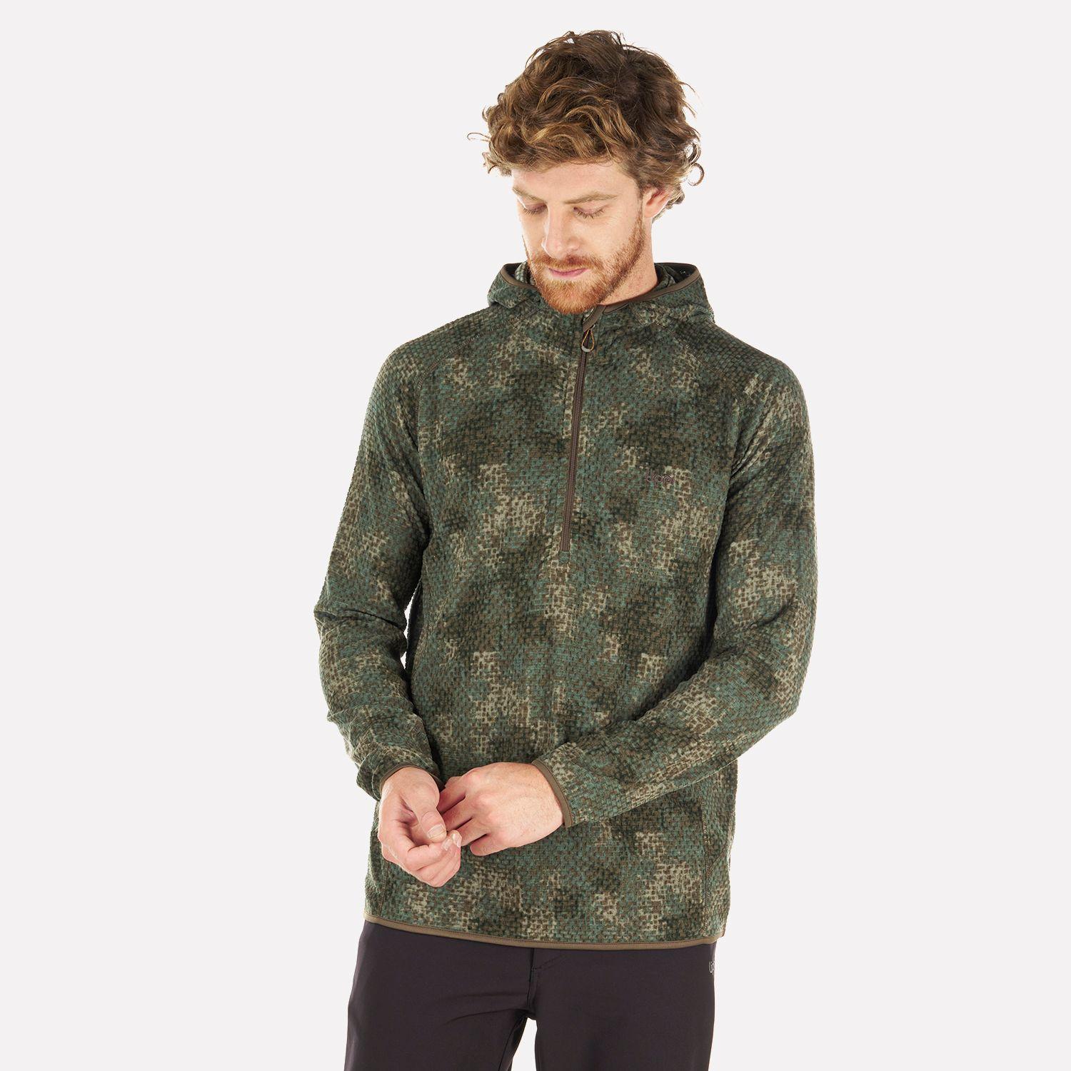 Poleron Hombre Jacaranda Nano-F 14 Zip Hoody Print Verde Musgo Lippi-1