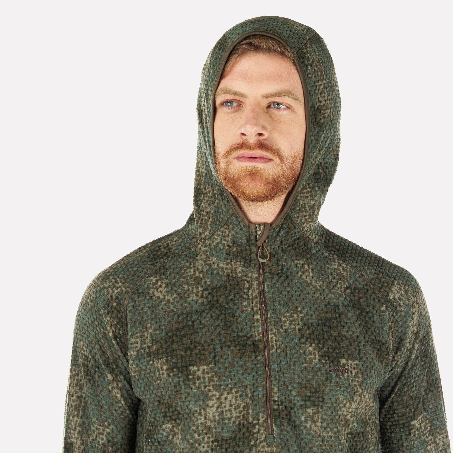 Poleron Hombre Jacaranda Nano-F 14 Zip Hoody Print Verde Musgo Lippi-3