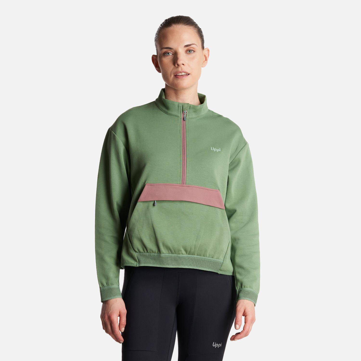 Poleron Mujer  DownStreet 1/4 Zip Sweatshirt Verde Claro Lippi-1