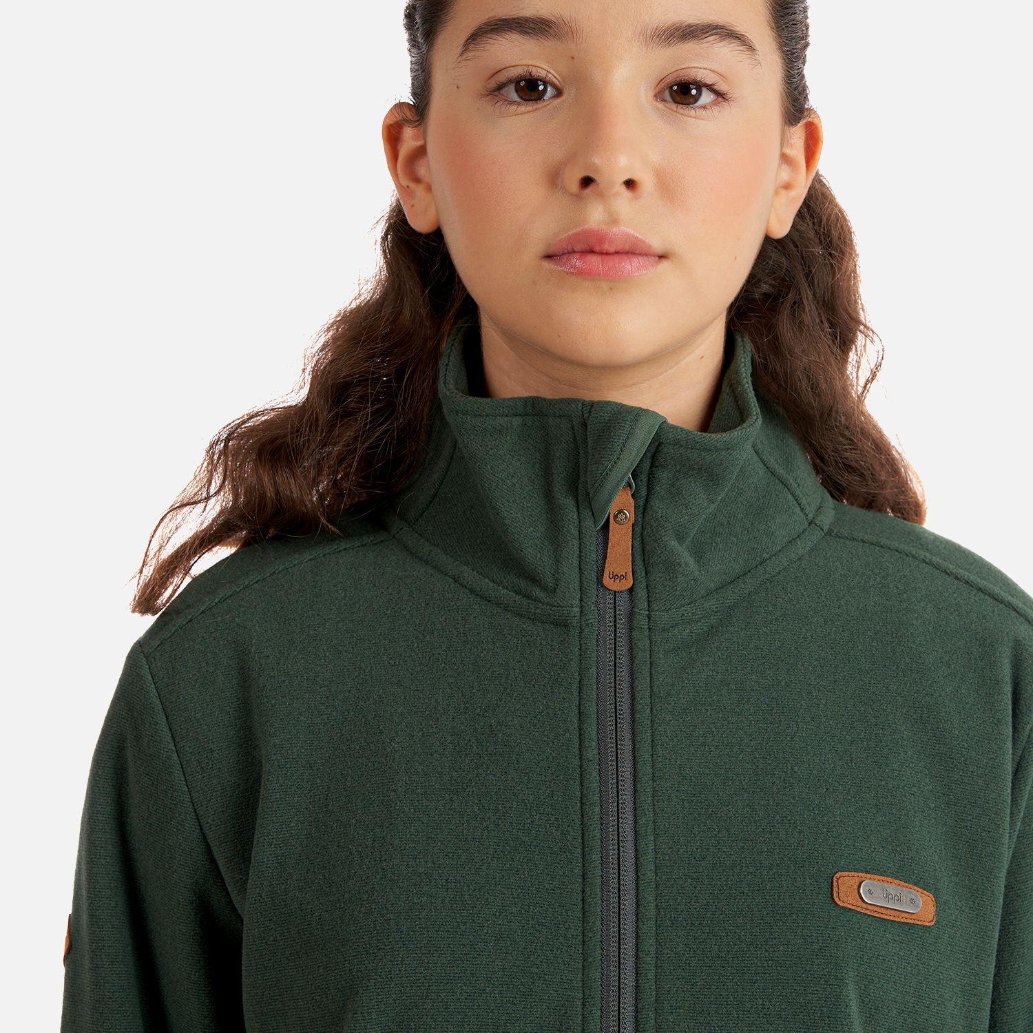 Poleron Teen Girl Stripes Nano-F Full Zip Verde Grisaceo Lippi I22-5