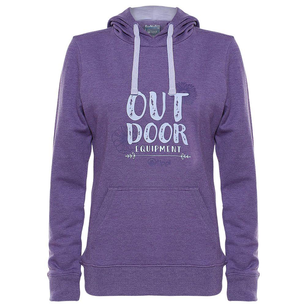 Poleron Mujer Insigne Cotton Hoody Melange Morado Lippi V18-0