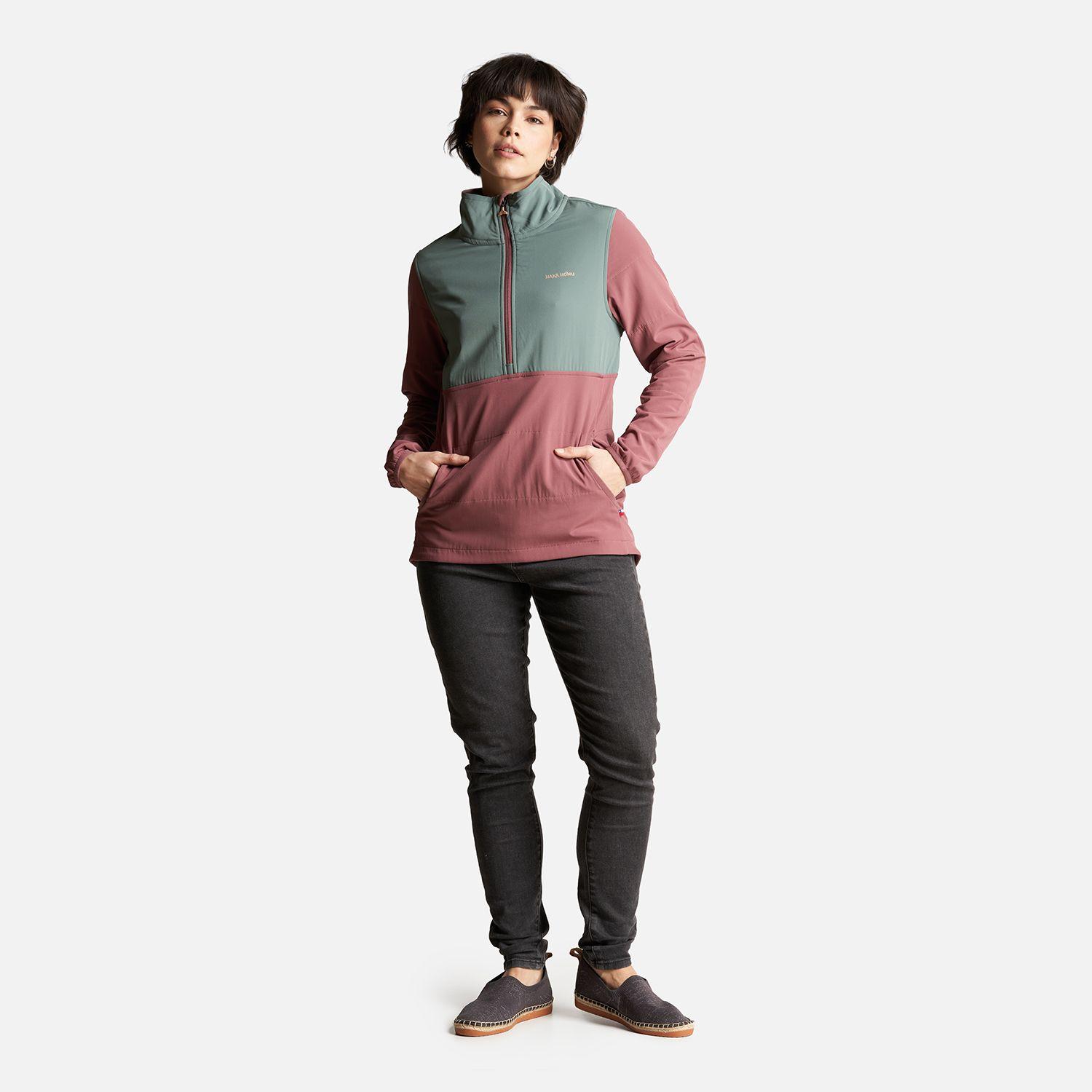 Poleron Mujer Del Sur 1/4 Zip Sin Capucha  Palo Rosa Haka Honu-6